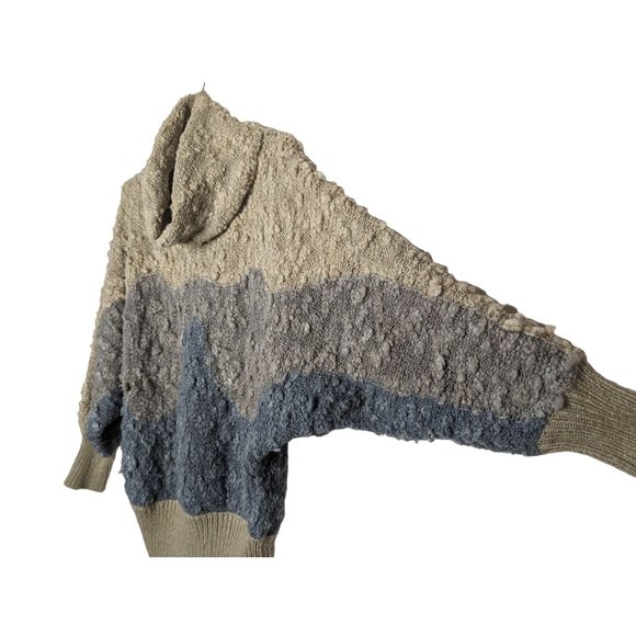 Lady Lilly Vintage cowl neck‎ gray, blue, beige unique women's sweater 38 sz M - Picture 5 of 12